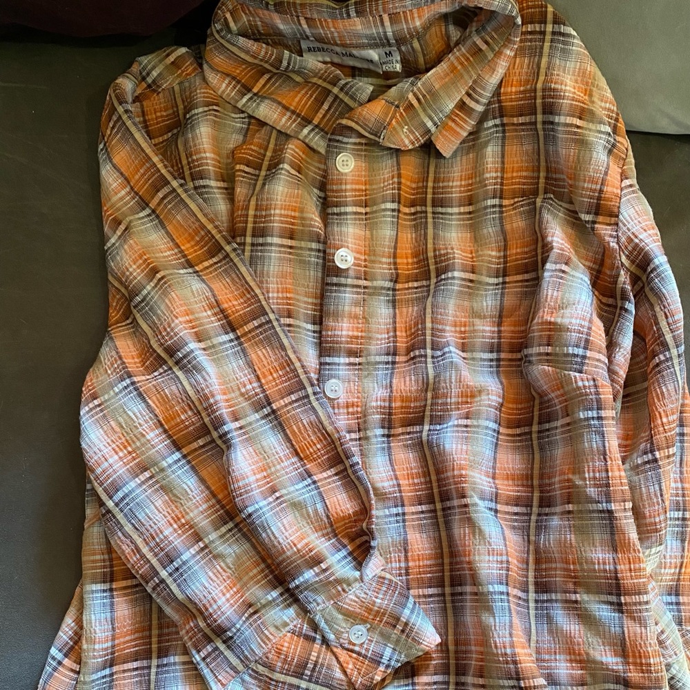 Orange plaid button down size medium
